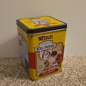 Nestles Toll House 75th Anniversary Tin - Bright Yellow, Red, And Gold